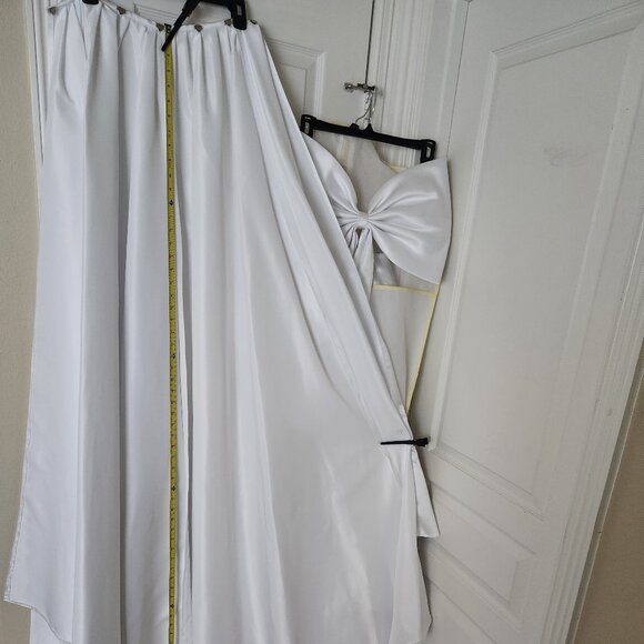 Elegant Satin Mermaid Wedding Dress With Detachable Bow and Train - Picture 13 of 15